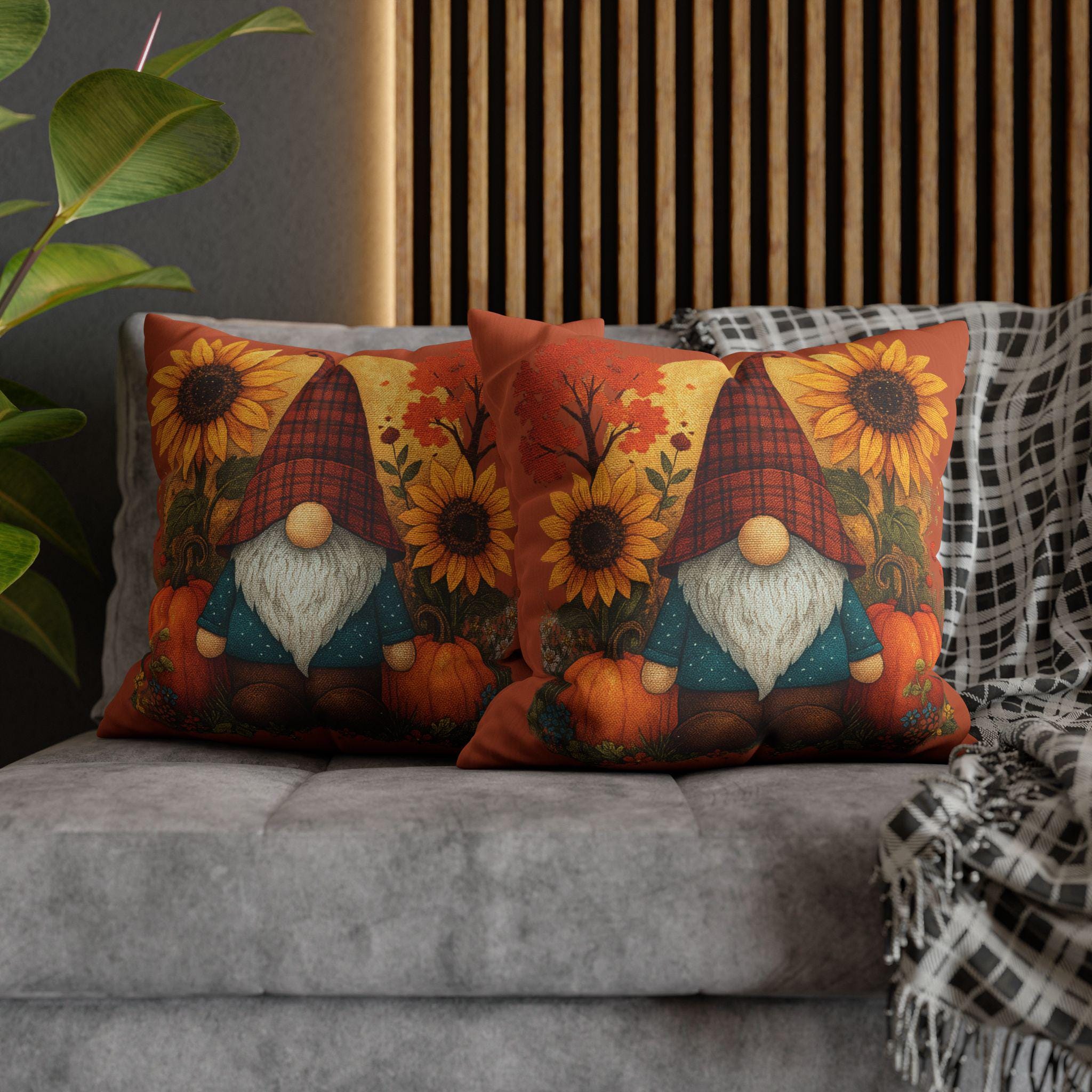 Autumn Gnome Faux Suede Pillowcase: Rustic Fall Decor, Cozy Accent Cushion for Thanksgiving Gifting - Thumbnail 5