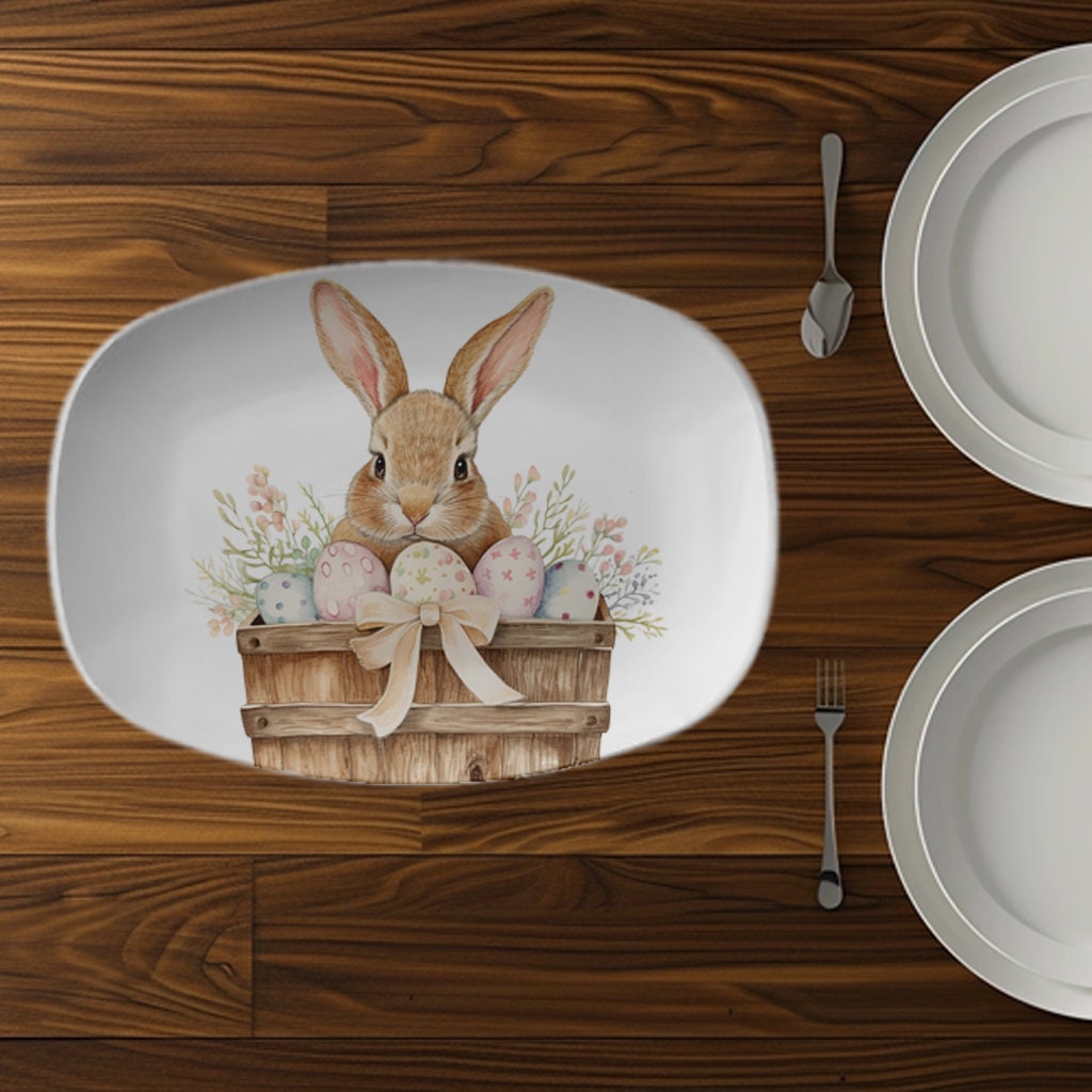 Easter Serving Platter, Bunny Dinner Platter, Bunny Serving Platter