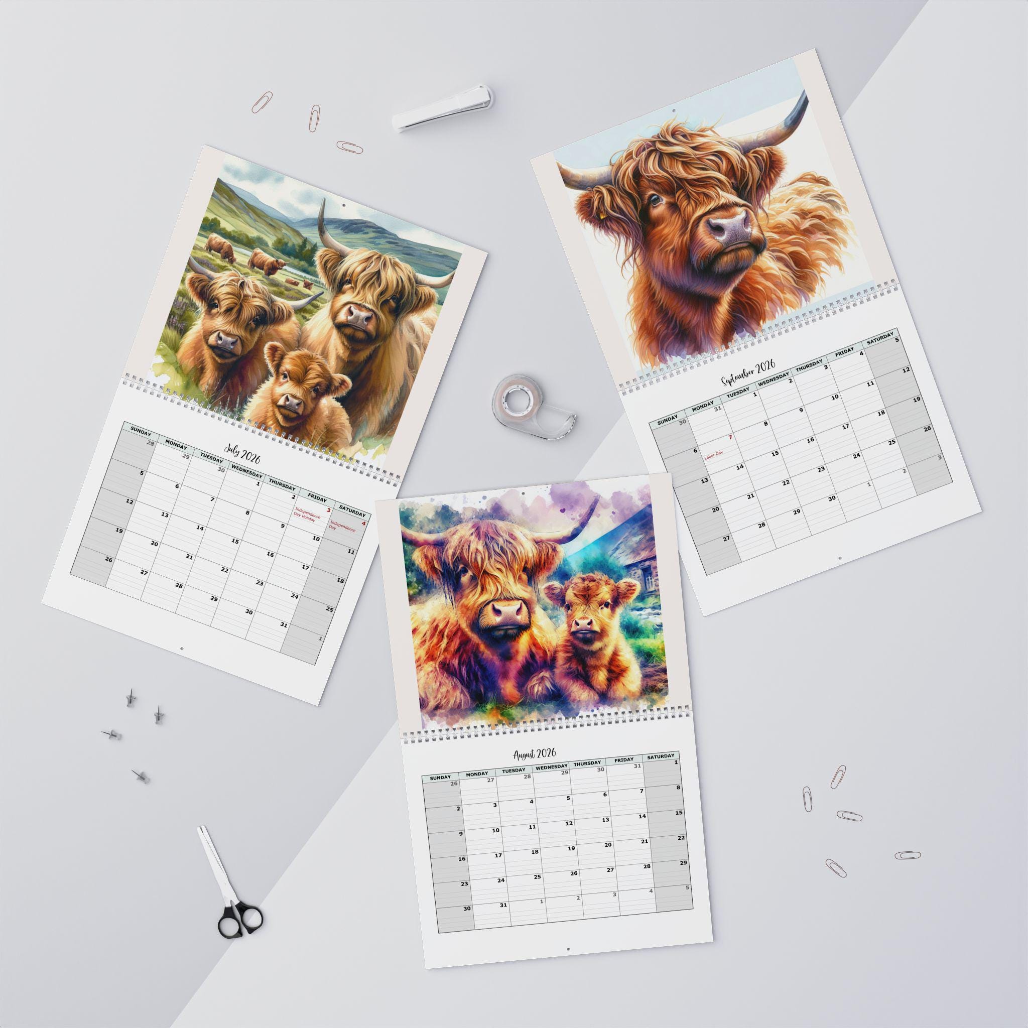 2026 Highland Cow Calendar: Rustic Farmhouse Wall Art - Thumbnail 6