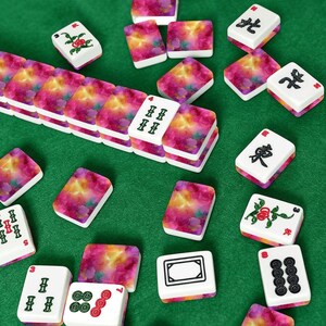 Juego de fichas de mahjong americano de mármol rosa - Piezas de juego para juegos de mesa tradicionales chinos imagen 8