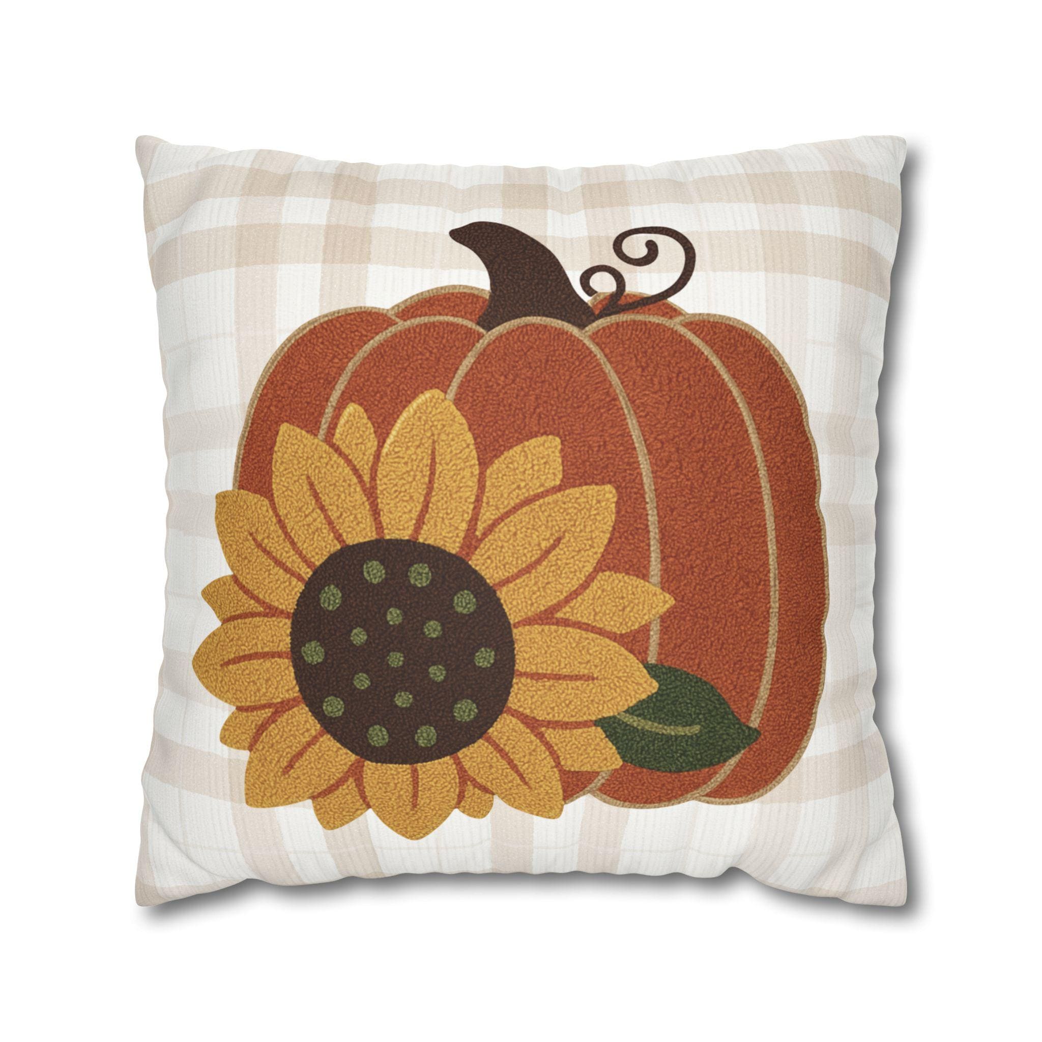 Autumn Square Pillowcase: Pumpkin & Sunflower Farmhouse Decor, Cozy Fall Accent, Thanksgiving Gift - Thumbnail 5