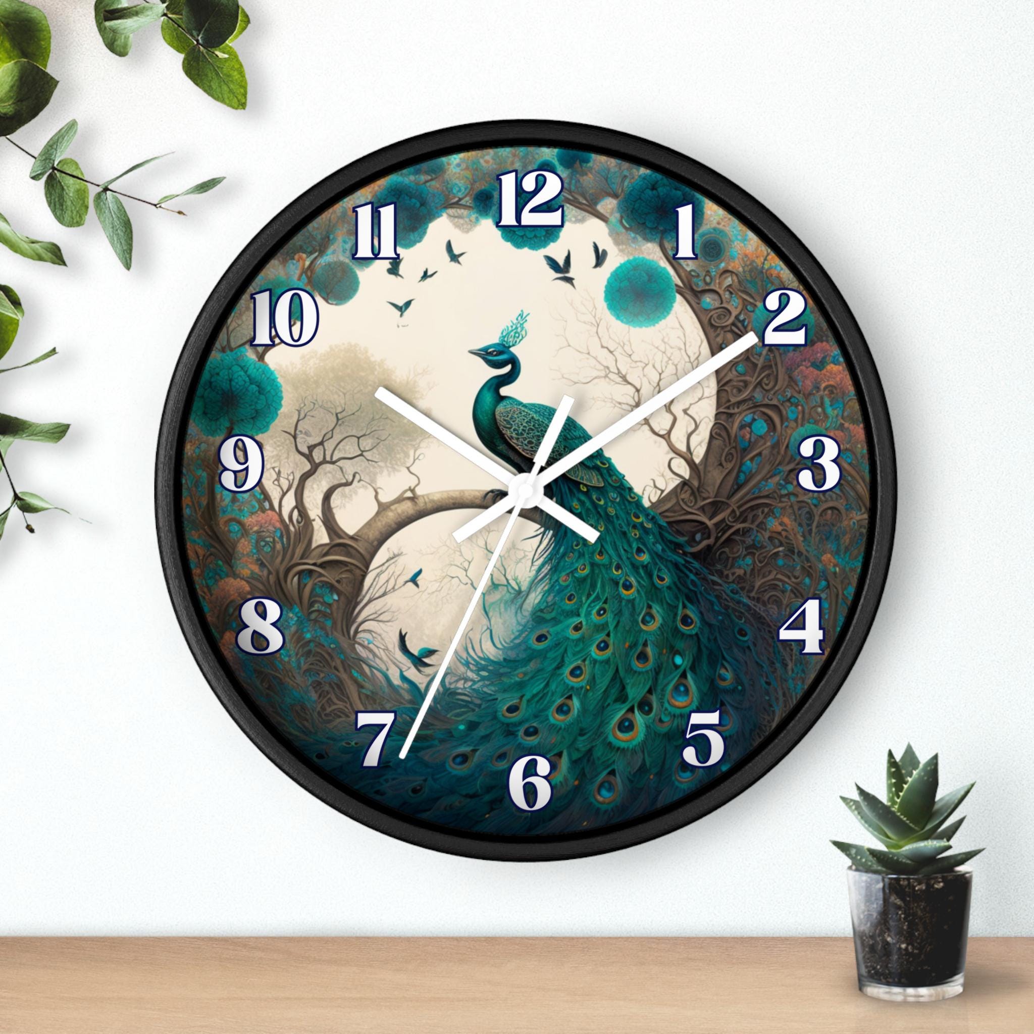 Peacock Round Wall Clock: Unique Handcrafted Decor for Bird Enthusiasts and Stylish Homes