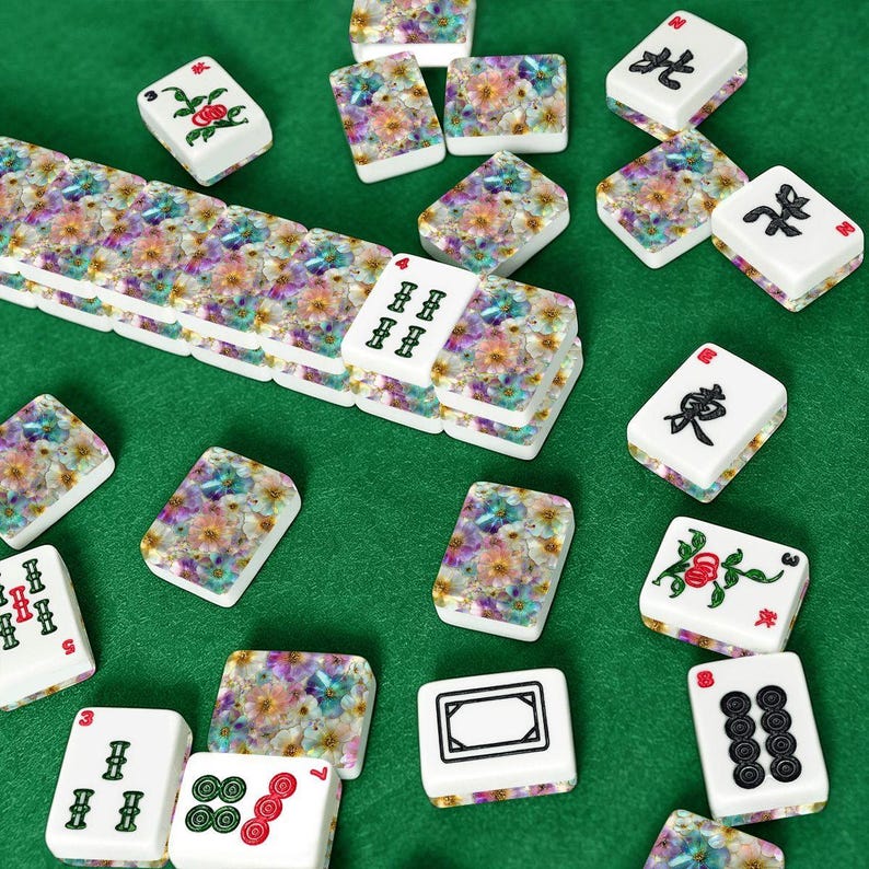 Floral American Mahjong Tiles – Acrylic Game Set with Vibrant Flower Designs image 2