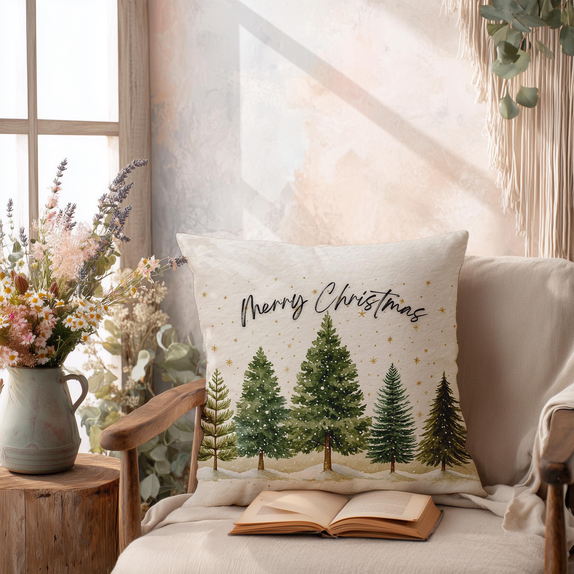 Christmas Tree Throw Pillow - Holiday Home Decor, Cozy Winter Accent, Seasonal Gift