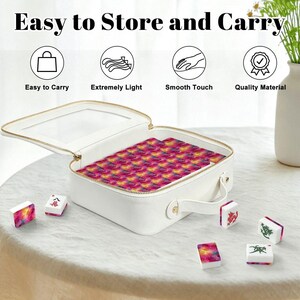 Juego de fichas de mahjong americano de mármol rosa - Piezas de juego para juegos de mesa tradicionales chinos imagen 7
