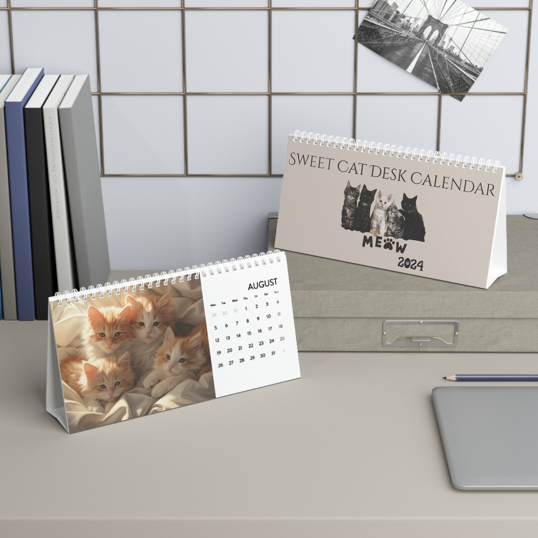 Sweet Cat Calendar, Cat Desk Calendar, 2024 Desk Calendar, Kitten