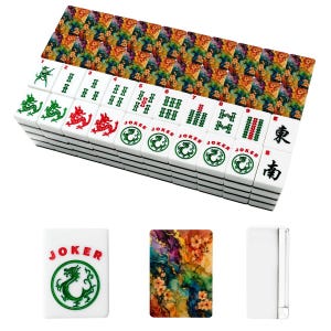 Bright Floral American Mahjong Tiles Set, Colorful Acrylic Tile Game, Vibrant Flower Pattern image 4