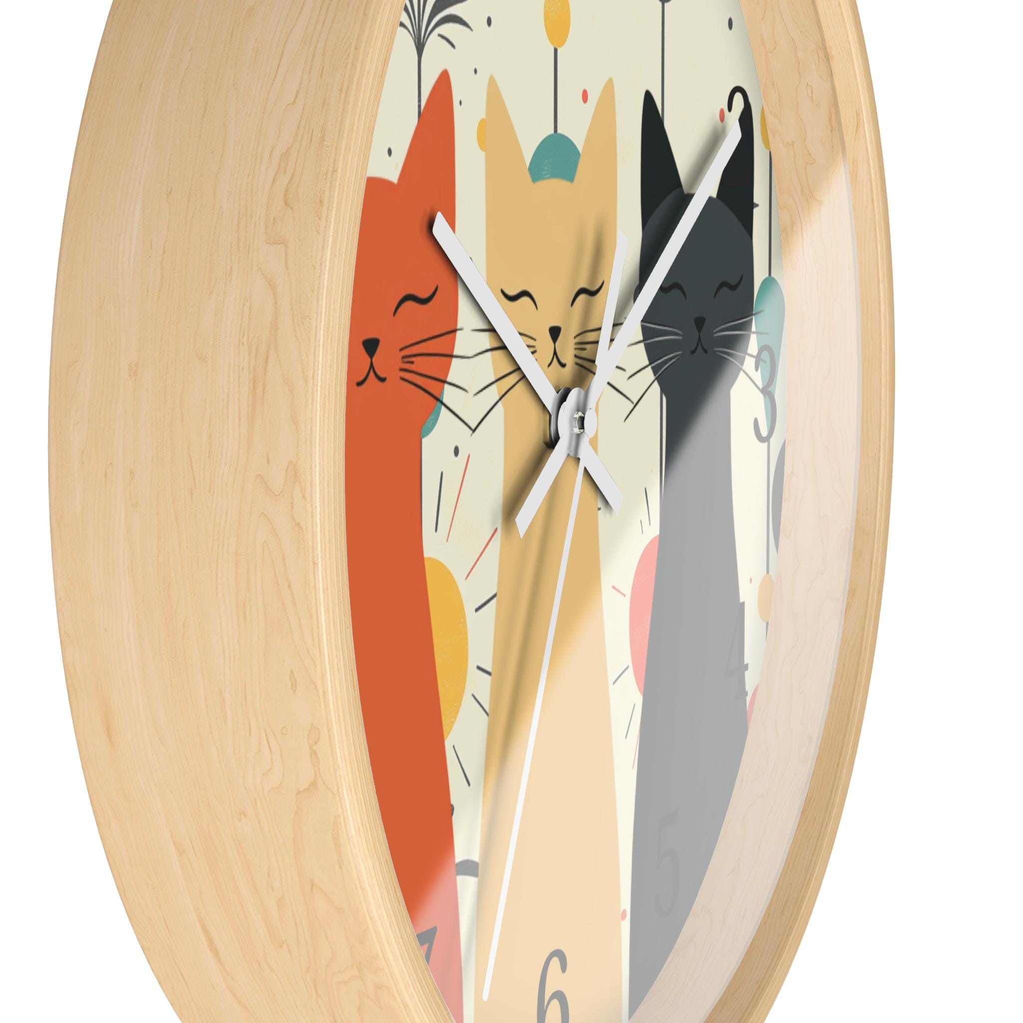 Rustic Cat Clock Retro Feline Wall Clock: Mid-century Modern Cat Timepiece for Nostalgic ...