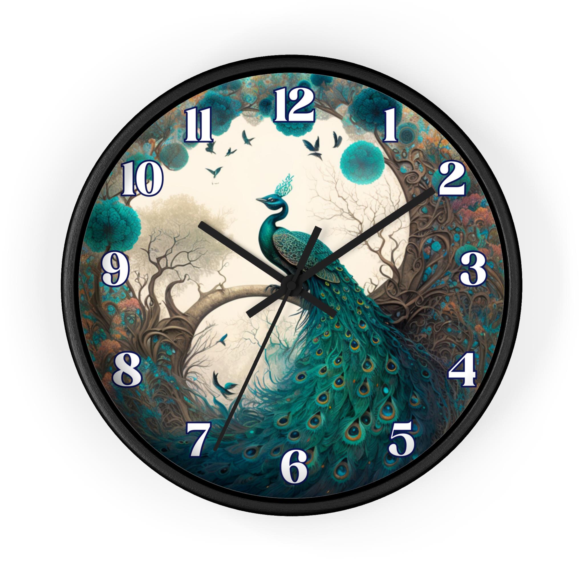 Peacock Round Wall Clock: Unique Handcrafted Decor for Bird Enthusiasts and Stylish Homes - Thumbnail 2