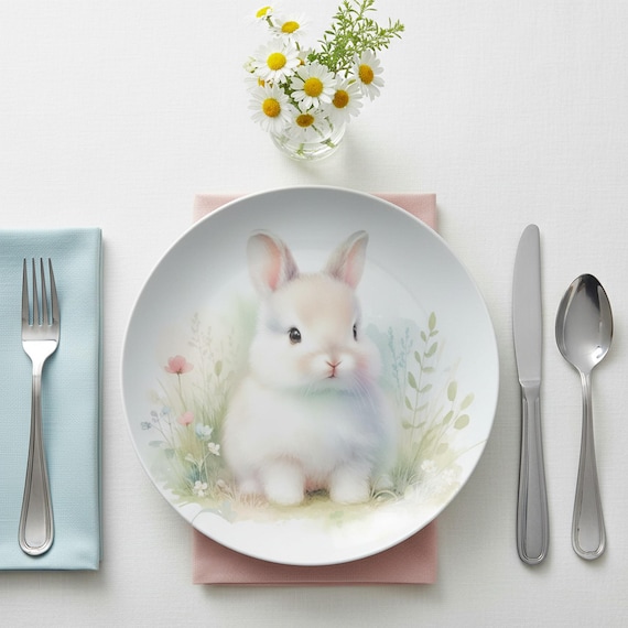 Bunny Dinner Plates: Handcrafted Rabbit Design for Easter, Holiday Gifts & Tableware Collections