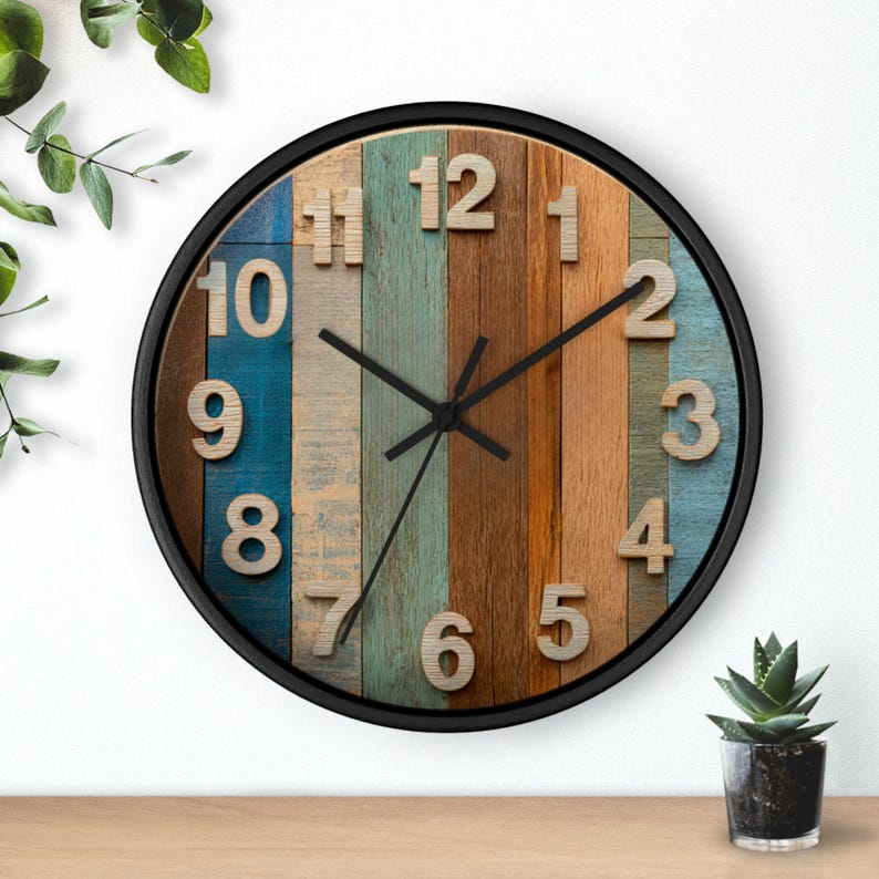 Rustic Wooden Wall Clock: Farmhouse Kitchen Decor, 10