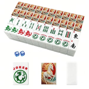 Juego de fichas de Mahjong con temática ecuestre - Piezas de juego para juegos de mesa imagen 3