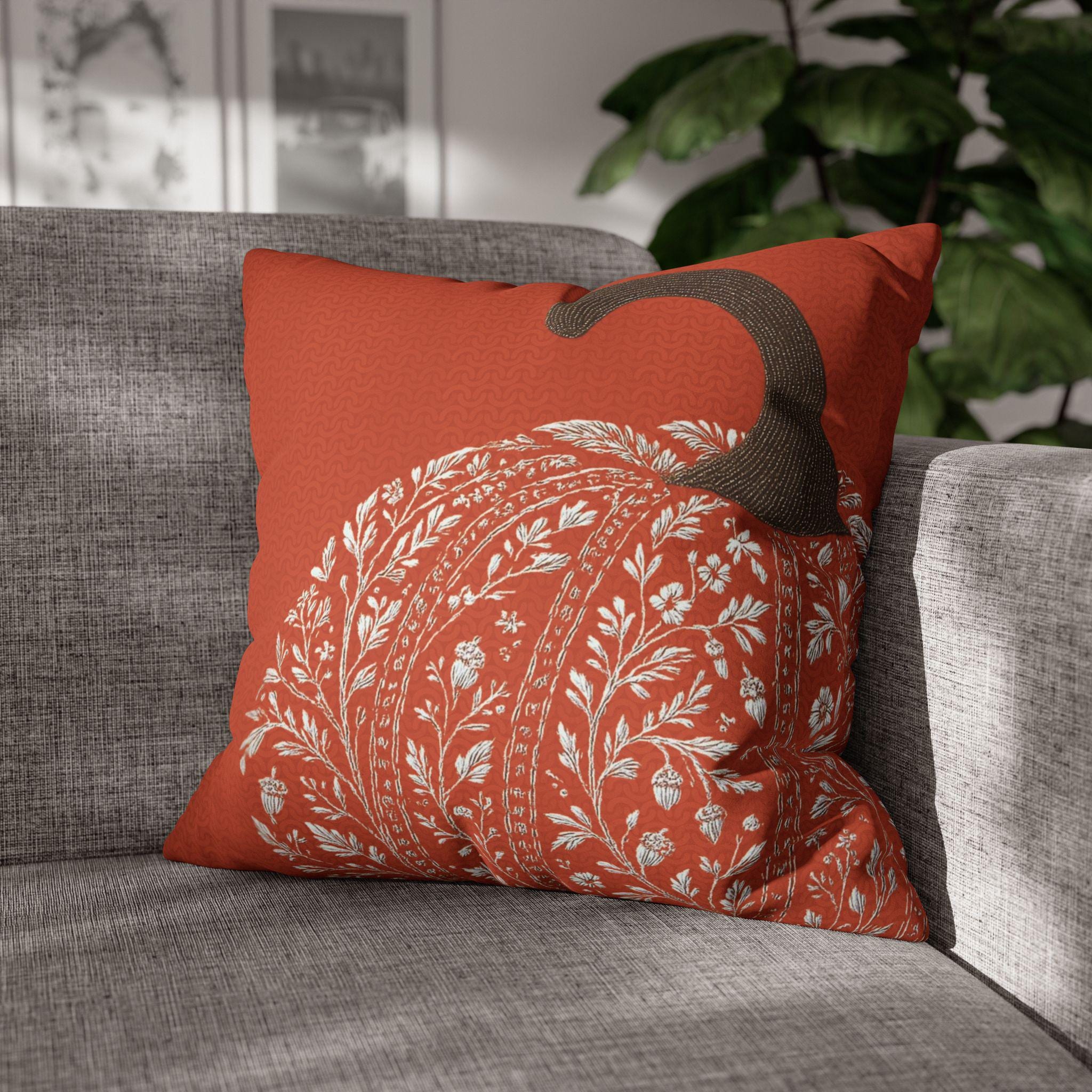 Autumn Pumpkin Square Pillowcase: Cozy Farmhouse Accent for Fall Home Decor, Seasonal Cushion Cover - Thumbnail 3