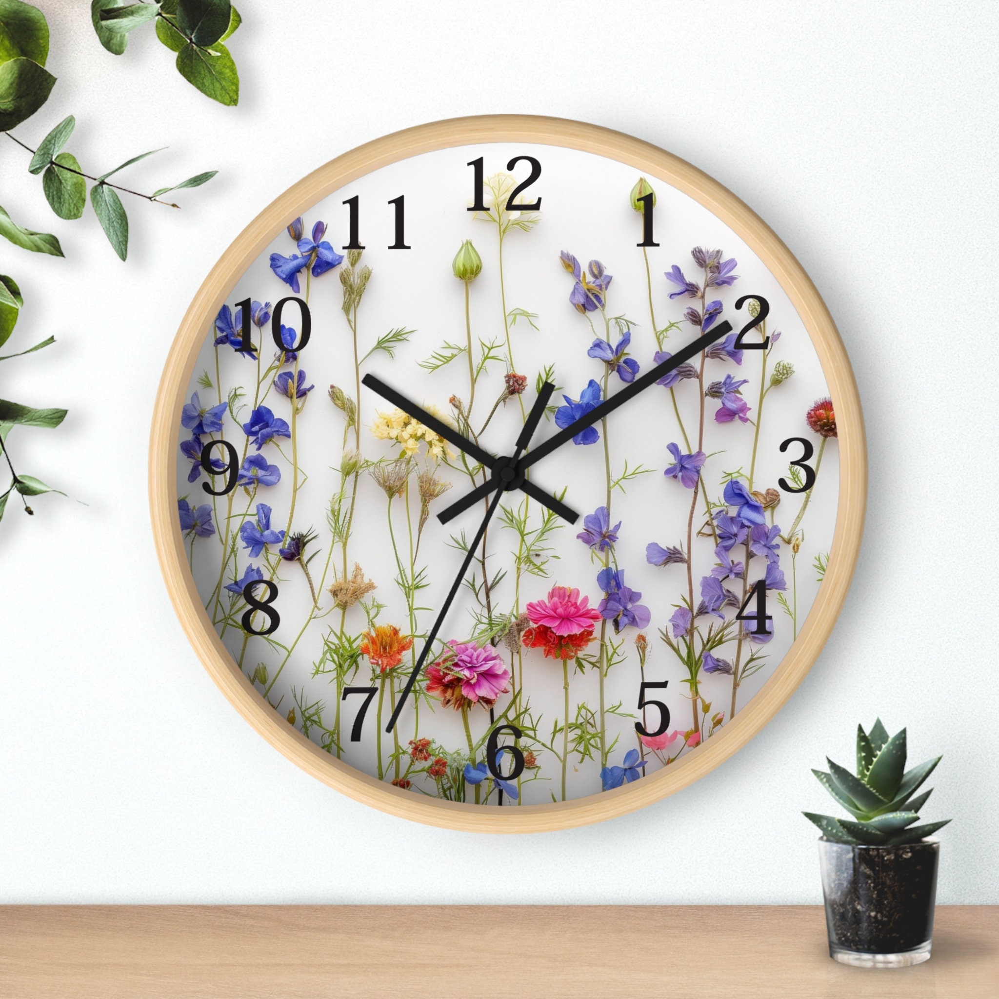 Floral Wall Clock: Botanical Print, Silent Timepiece - Thumbnail 5