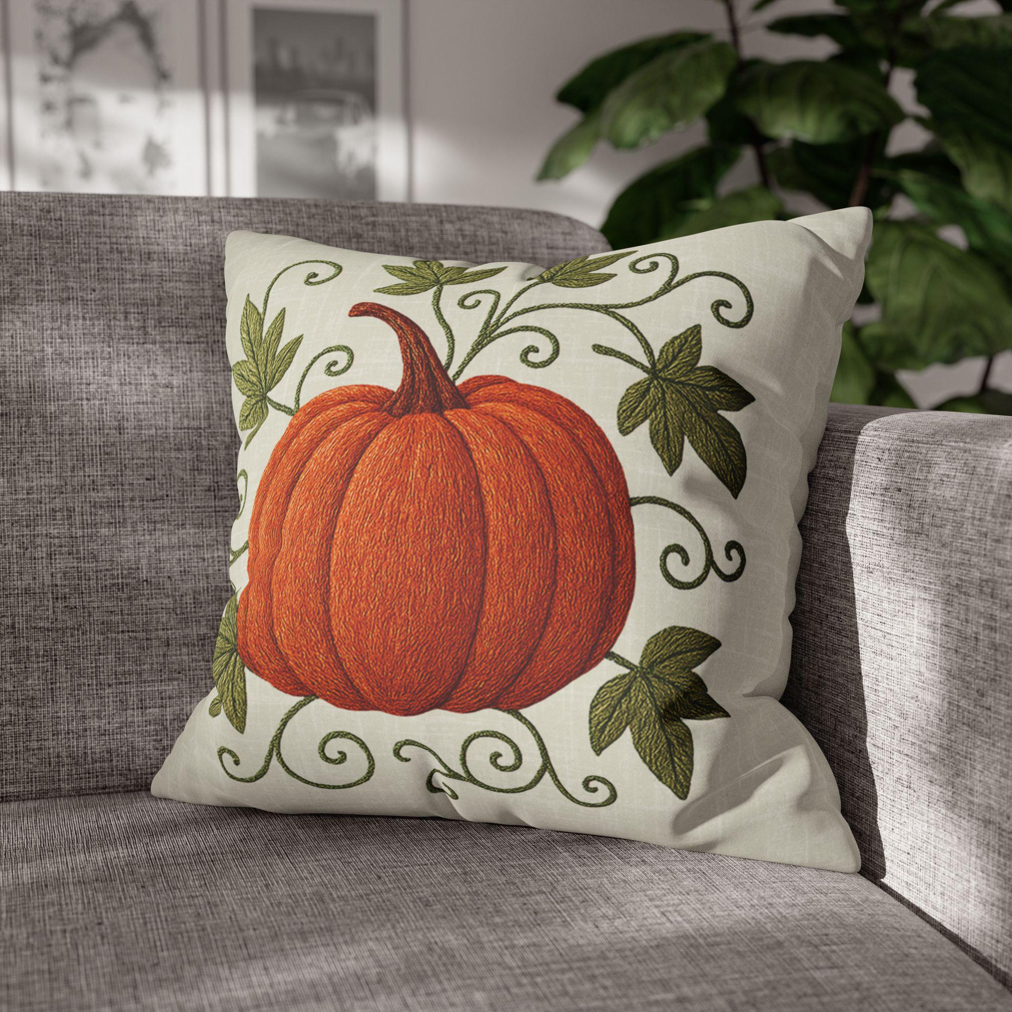 Autumn Pumpkin Faux Suede Pillowcase: Cozy Fall Decor Cushion Cover for Thanksgiving Home Accent - Thumbnail 2