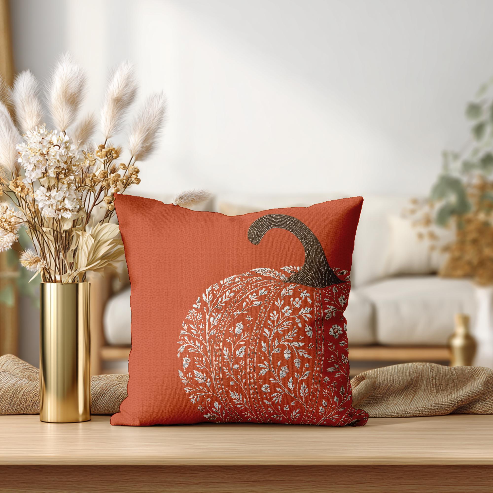 Autumn Pumpkin Square Pillowcase: Cozy Farmhouse Accent for Fall Home Decor, Seasonal Cushion Cover