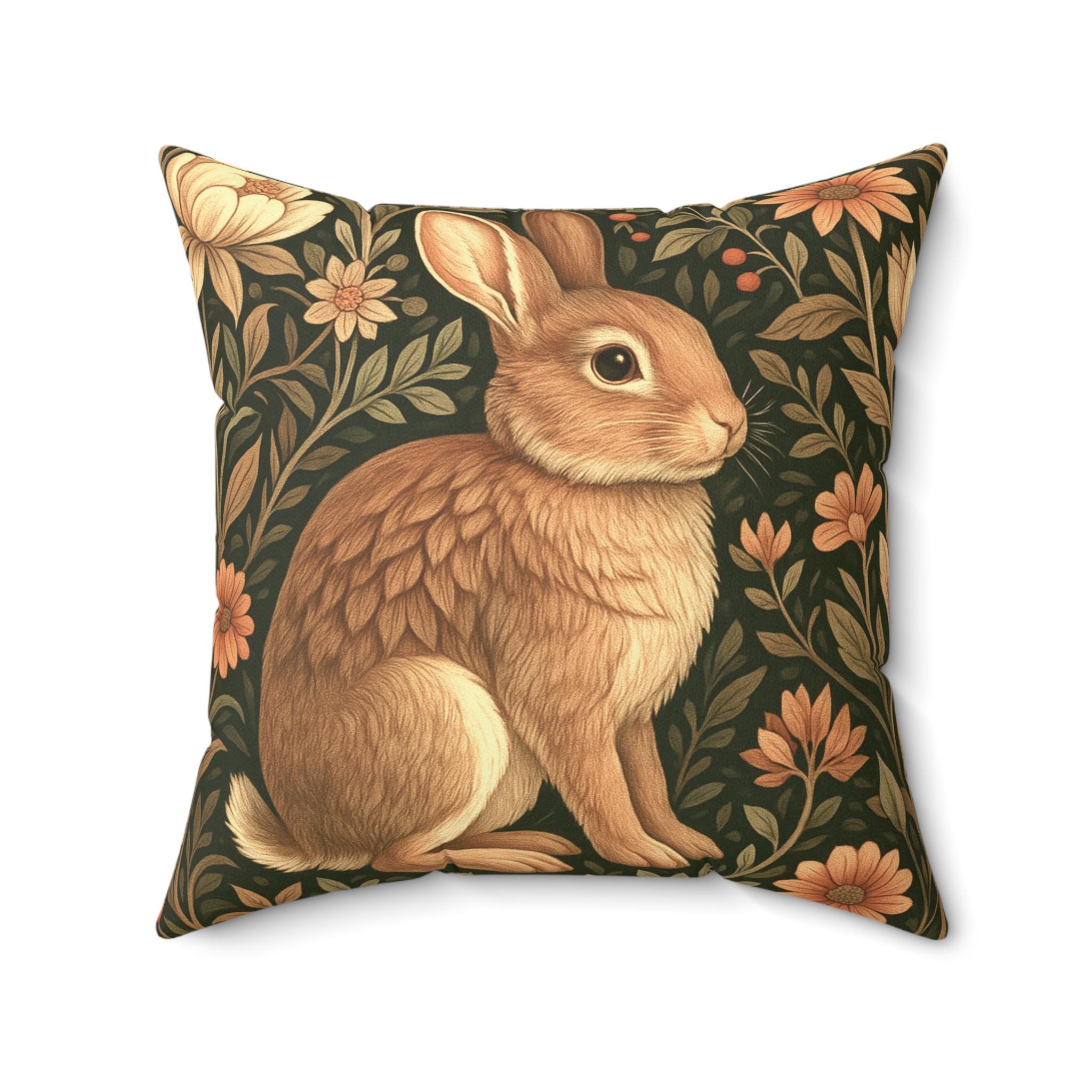 Faux Suede Bunny Throw Pillow - Square Cushion for Home Decor, Host Gift - Thumbnail 5