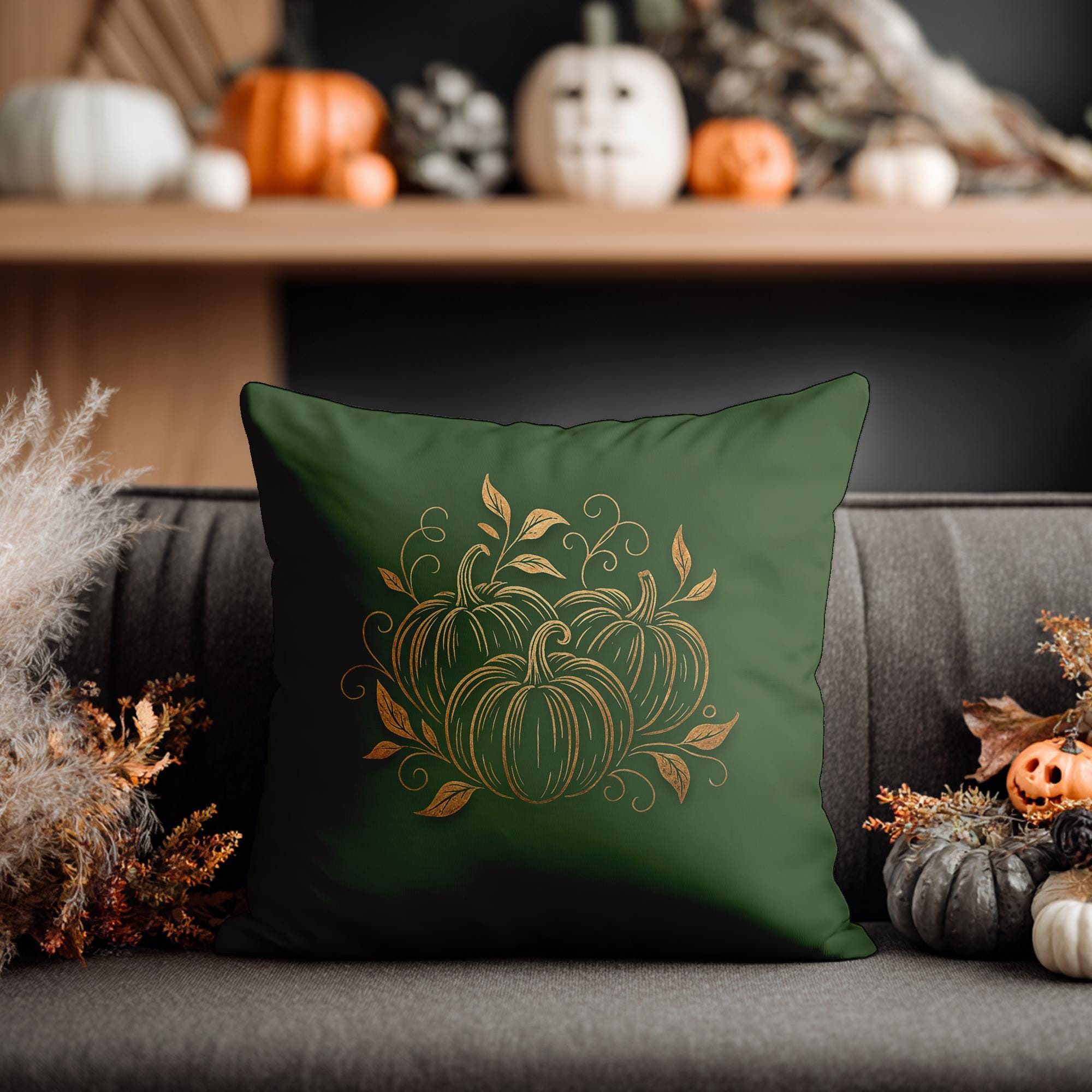 Autumn Pumpkin Floral Square Pillowcase - Cozy Fall Accent Cushion Cover for Thanksgiving Decor