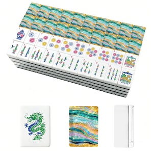Turquoise Tide American Mahjong Tiles (Traditional Porcelain Style) image 10