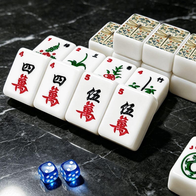Dragonfly Mahjong Tiles Set - Chinese Game Pieces Collection Board Gaming Gift imagen 8