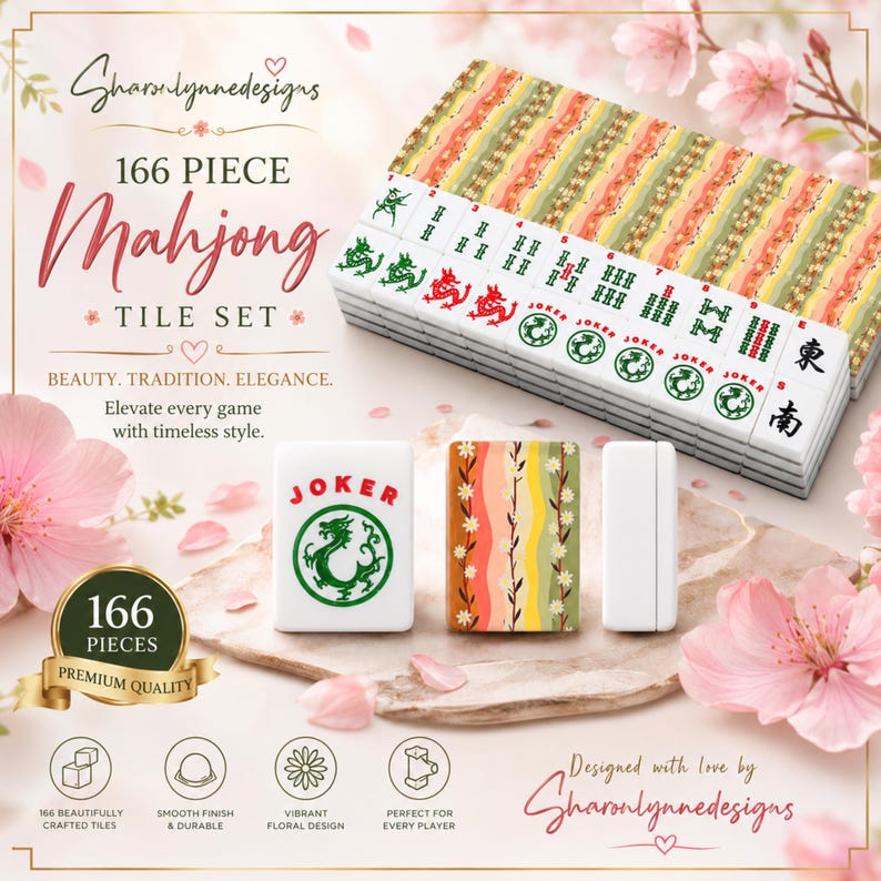 Climbing Daisies American Mahjong Tiles Set - Floral Game Pieces, best selling item