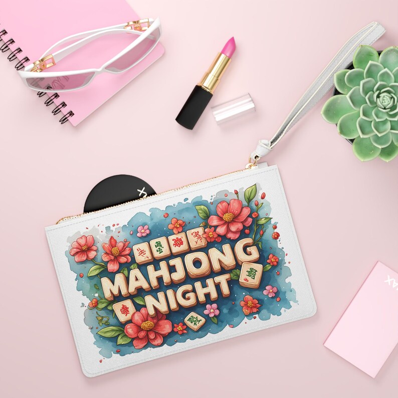 Torebka kopertówka z kwiatowymi kafelkami mahjonga | Torebka na nadgarstek Game Night zdjęcie 7