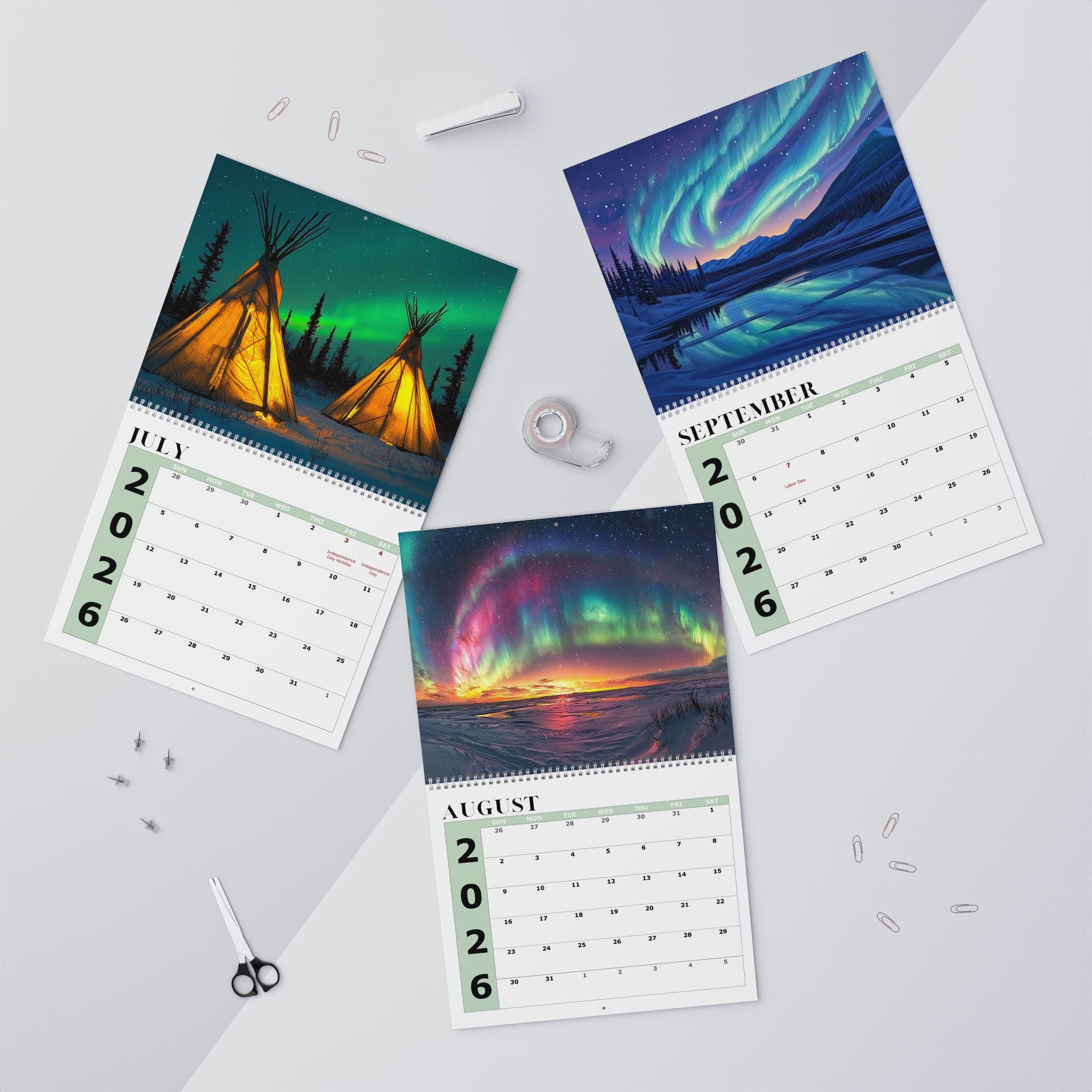 2026 Northern Lights Wall Calendar: Aurora Borealis Monthly Planner with Celestial Night Sky Scenes - Thumbnail 5