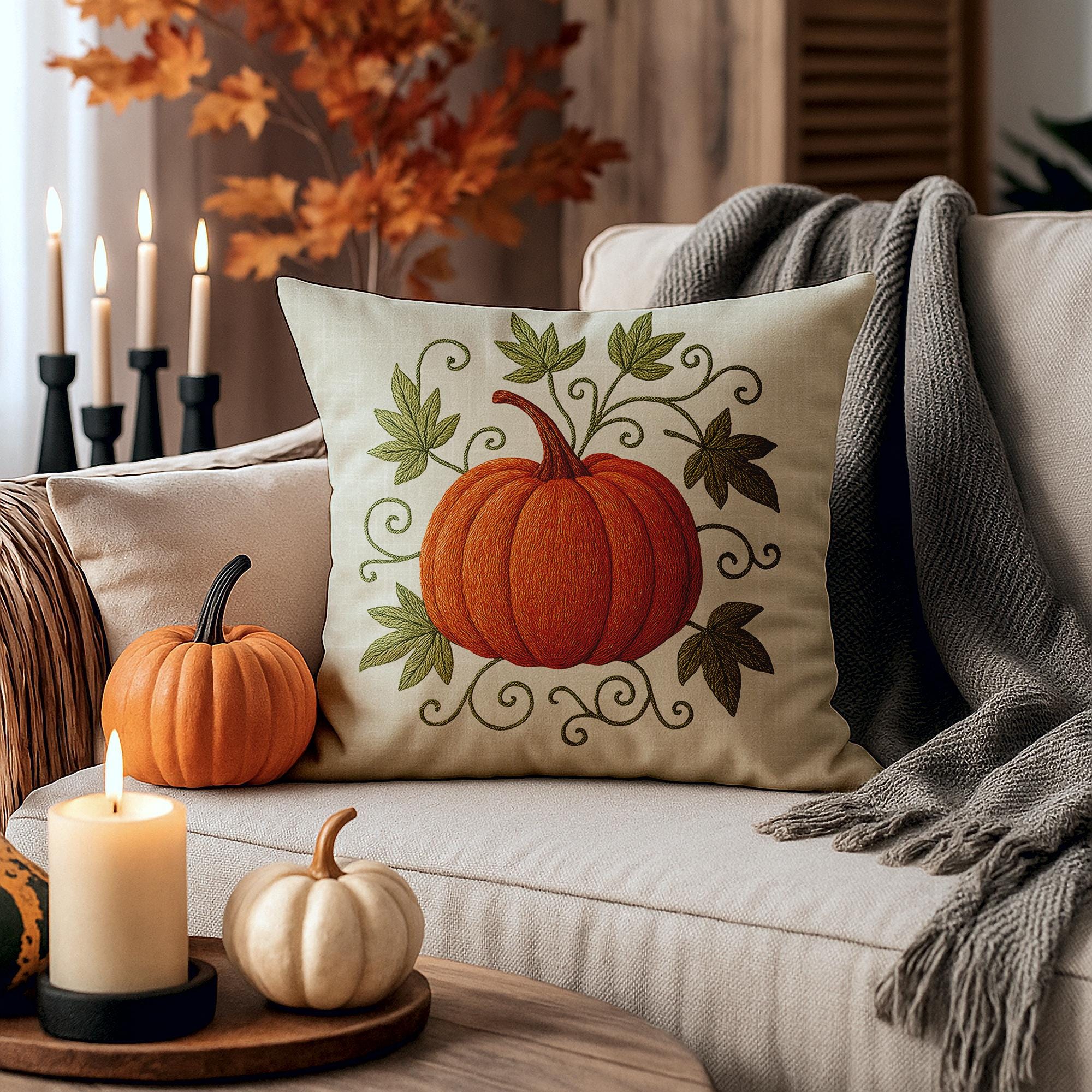 Autumn Pumpkin Faux Suede Pillowcase: Cozy Fall Decor Cushion Cover for Thanksgiving Home Accent