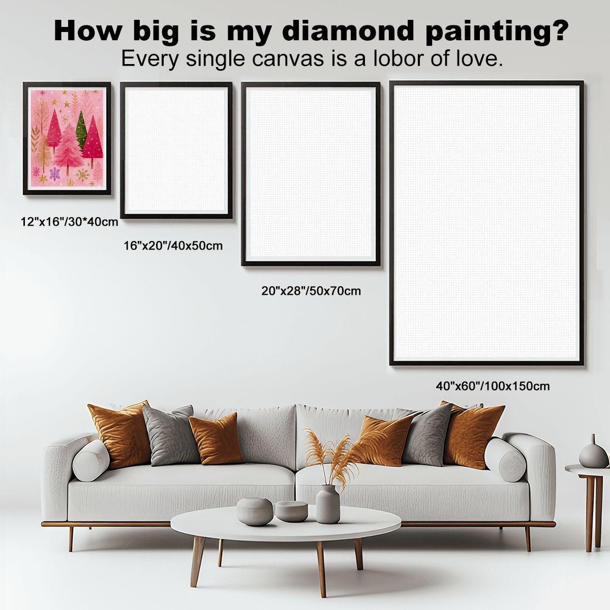 Pink DIY Christmas Diamond Painting Kit - Frameless Canvas Art for Holiday Decor - Thumbnail 3