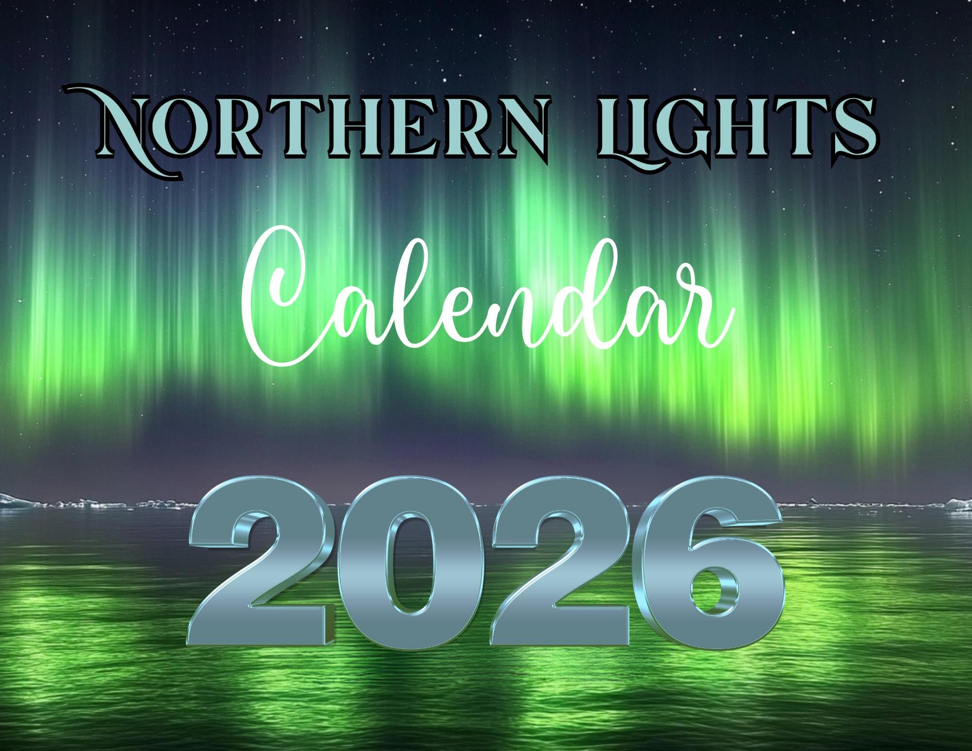 2026 Northern Lights Wall Calendar: Aurora Borealis Monthly Planner with Celestial Night Sky Scenes