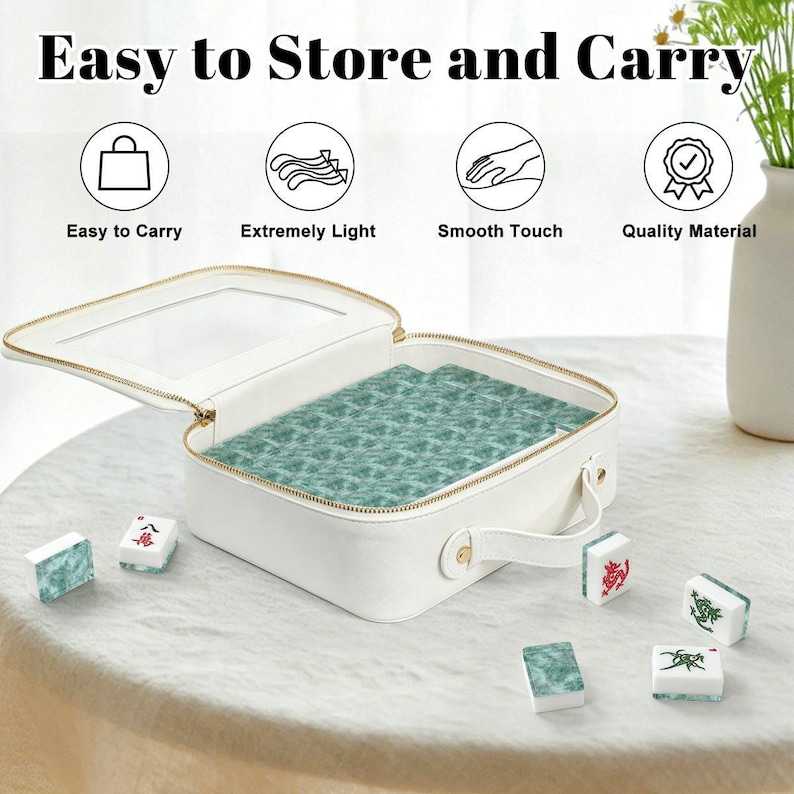 Green Marble American Mahjong Tiles – Acrylic Chinese Board Game Set image 7
