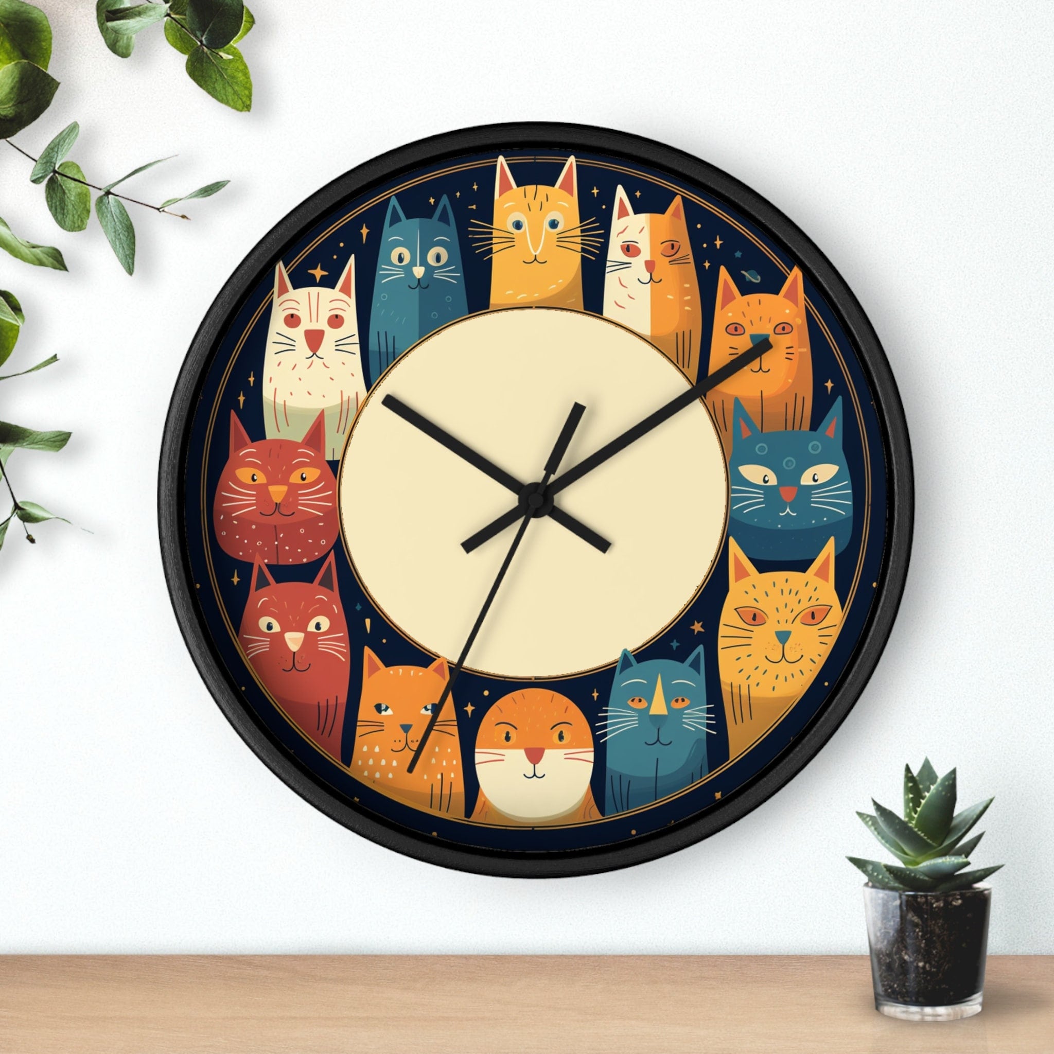 Vintage-Inspired Feline Wall Clock: Retro Timepiece for Cat Lovers, Home Decor Gift