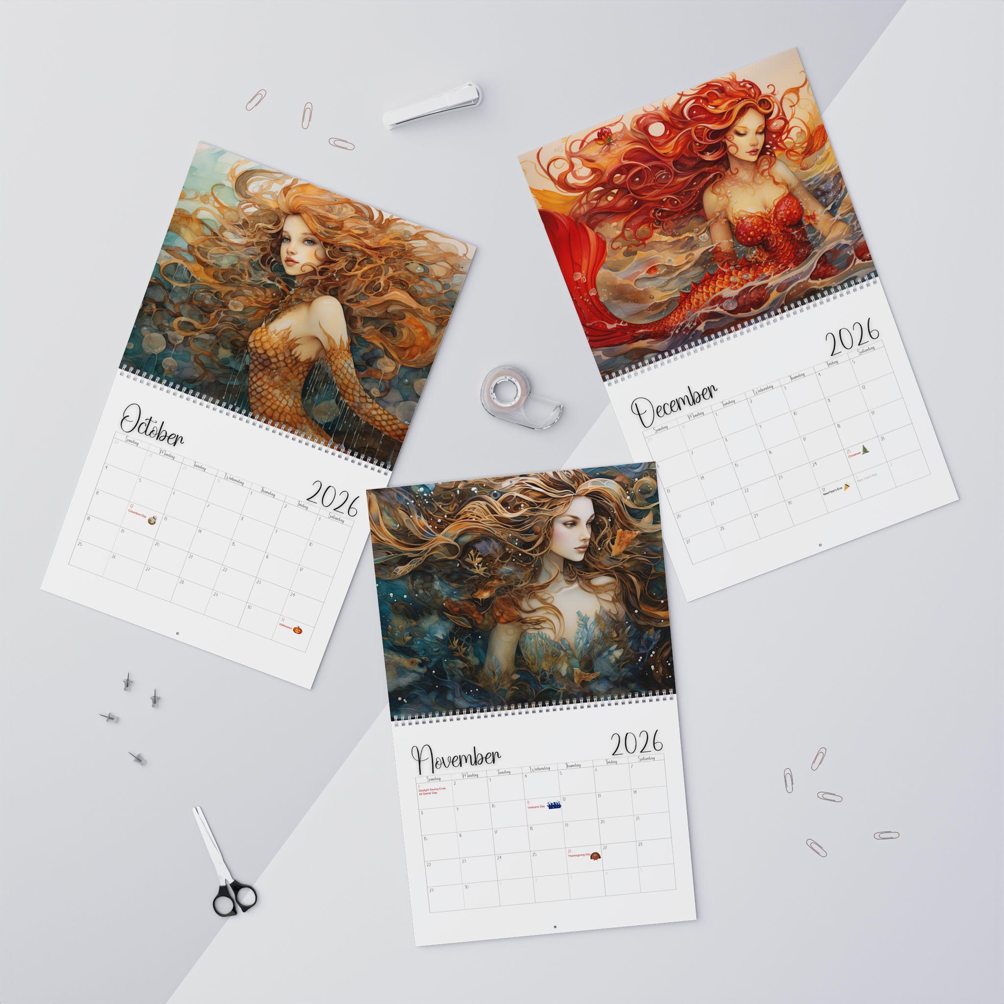 2026 Mermaid Ocean Wall Calendar: Underwater Sea Creature Art Planner with Fish Tail Graphics - Thumbnail 6