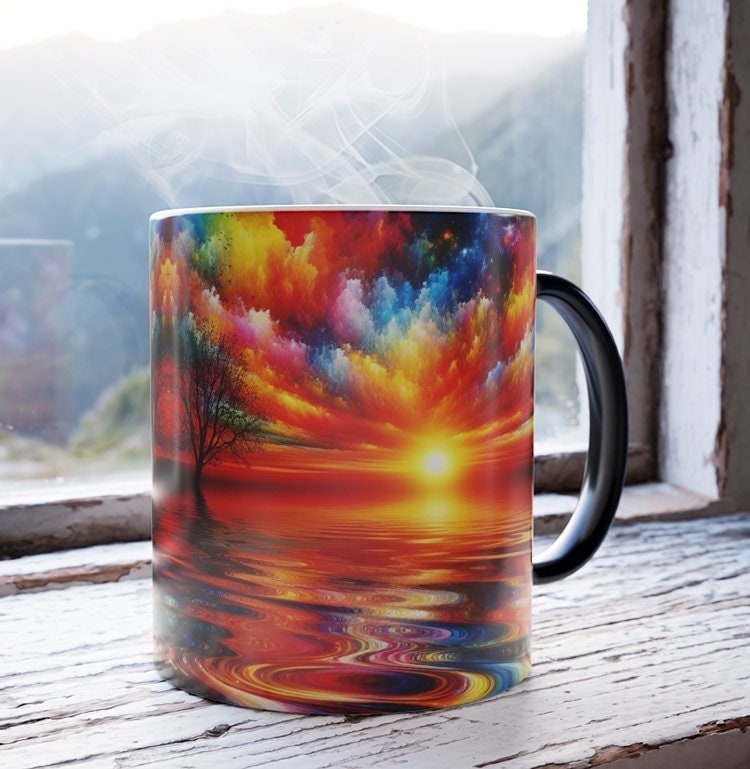 Color-Changing Sunset Coffee Mug: Heat Reactive Ceramic Mug