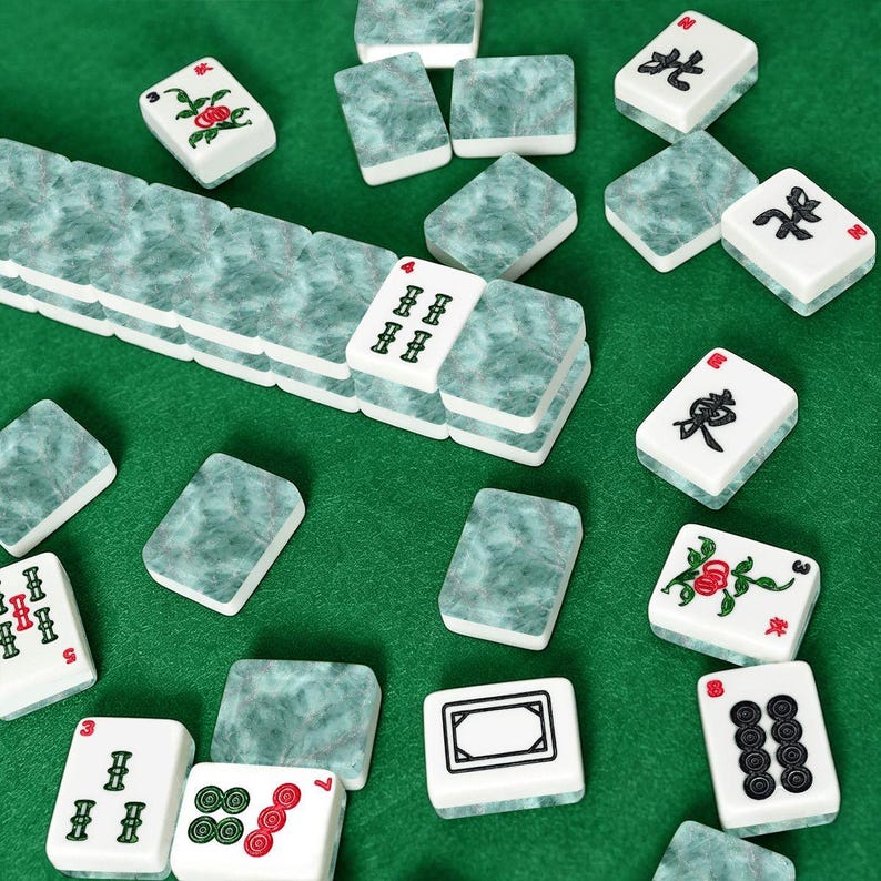 Green Marble American Mahjong Tiles – Acrylic Chinese Board Game Set image 8