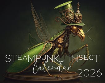 Calendario de pared Steampunk 2026 de inspiración vintage: un regalo de decoración industrial único para el hogar o la oficina.