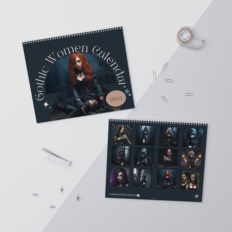 Gothic Women Calendar, Wall Calendars 2024, Women Calendar, Home Decor