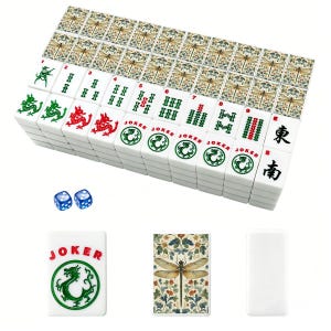 Dragonfly Mahjong Tiles Set - Chinese Game Pieces Collection Board Gaming Gift imagen 3