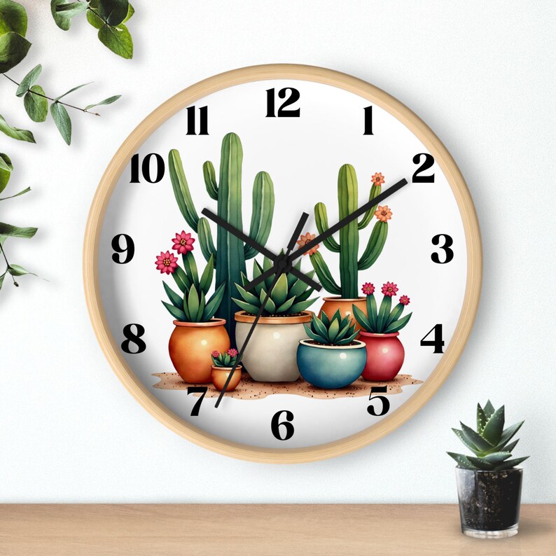 Cactus Wall Clock: Home Decor for Plant Lovers and Bohemian Kitchens - Etsy
