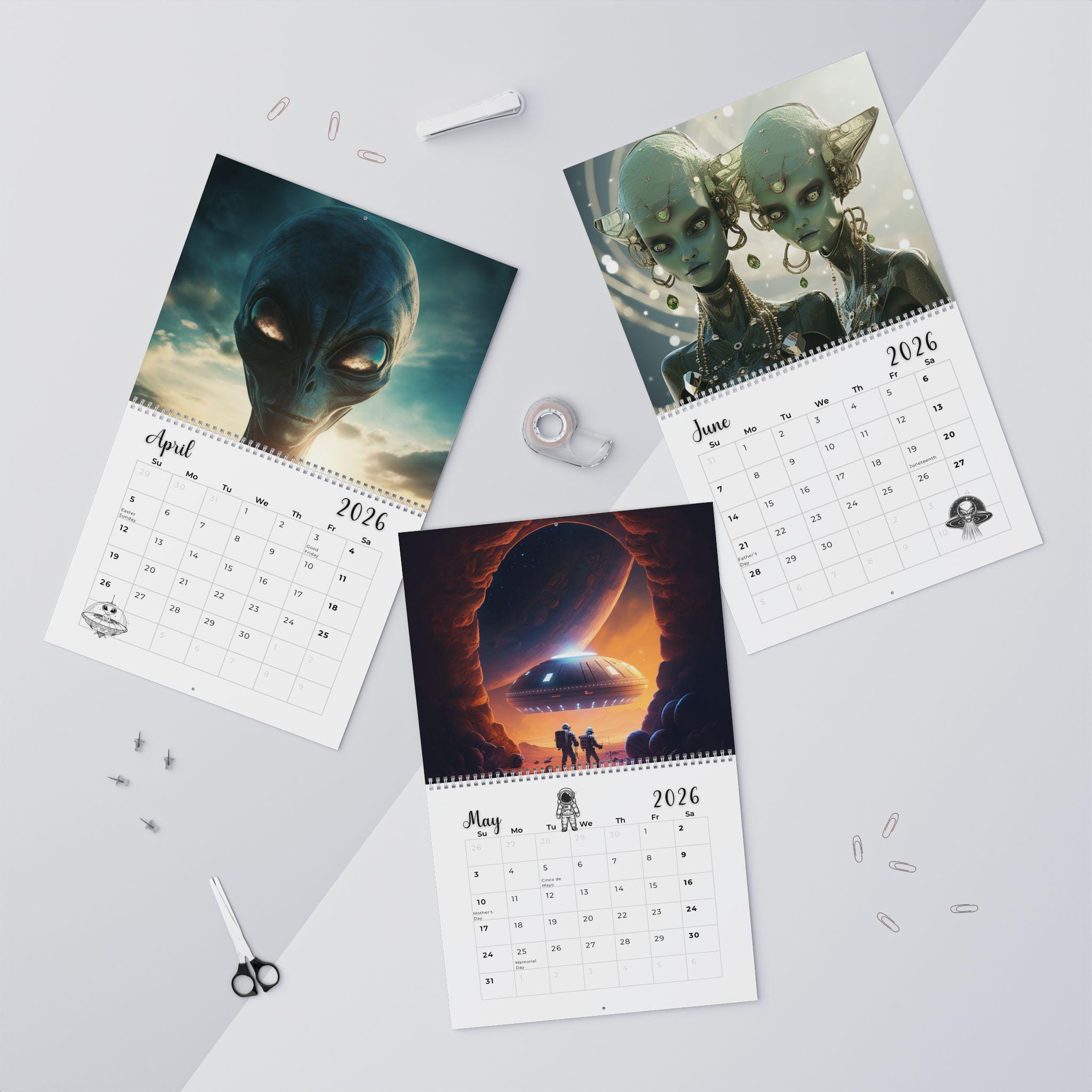 2026 Alien Wall Calendar: Sci-fi Space Monthly Planner ...
