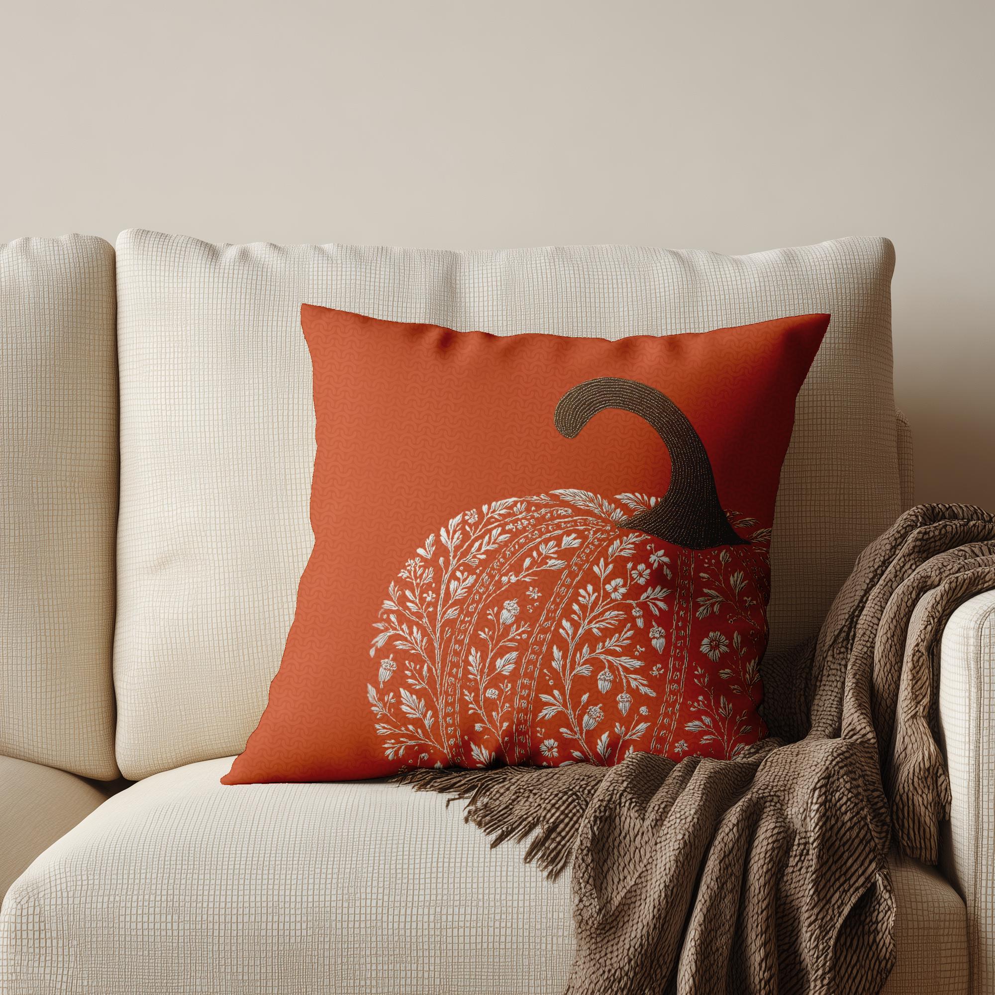 Autumn Pumpkin Square Pillowcase: Cozy Farmhouse Accent for Fall Home Decor, Seasonal Cushion Cover - Thumbnail 4