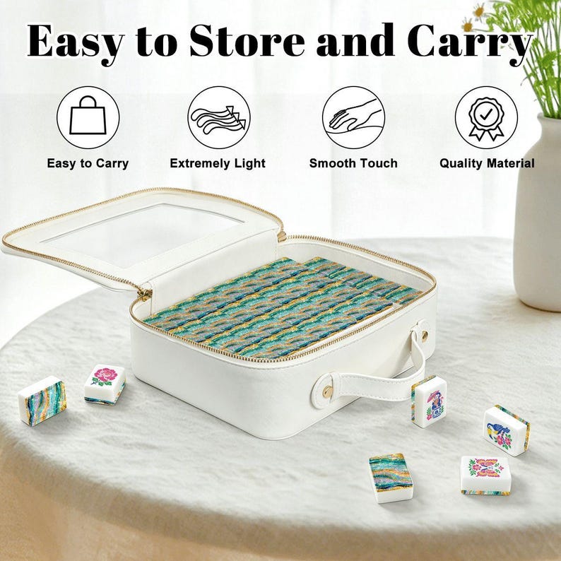 Turquoise Tide American Mahjong Tiles (Traditional Porcelain Style) image 8