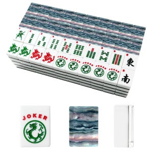 Juego de Mahjong de acrílico Blue Ocean – 166 piezas con comodines, ¡diversión para las noches de juegos! imagen 3