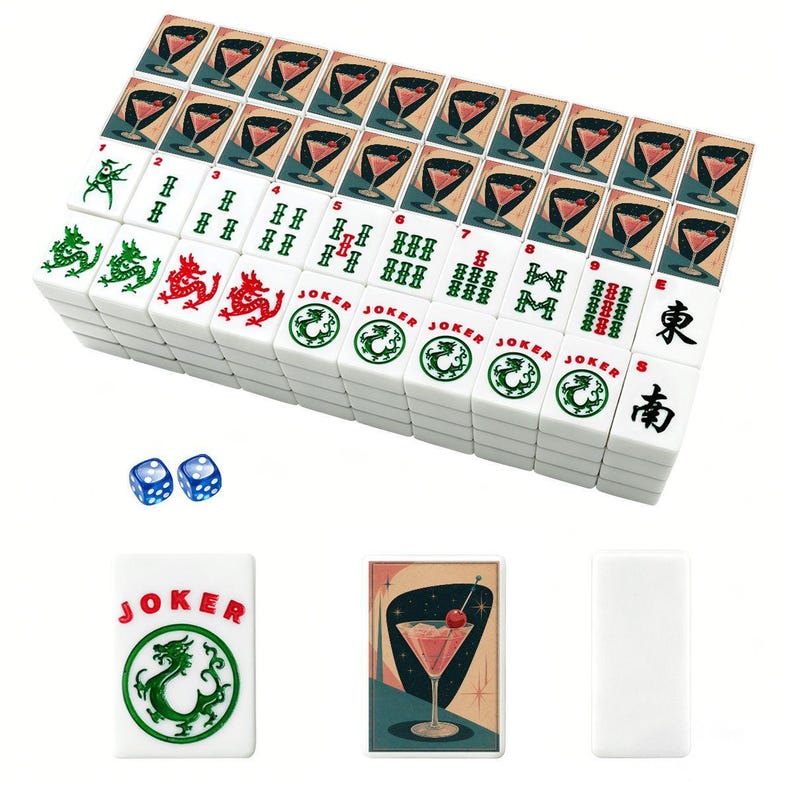 Retro Martini Mahjong Tiles Set – 166-Piece American Mahjong with Jokers image 5