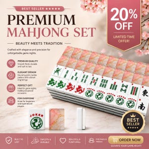 Pink Marble Acrylic American Mahjong Tiles Set 166pcs with Jokers, UV Printed, Premium Quality for Game Night