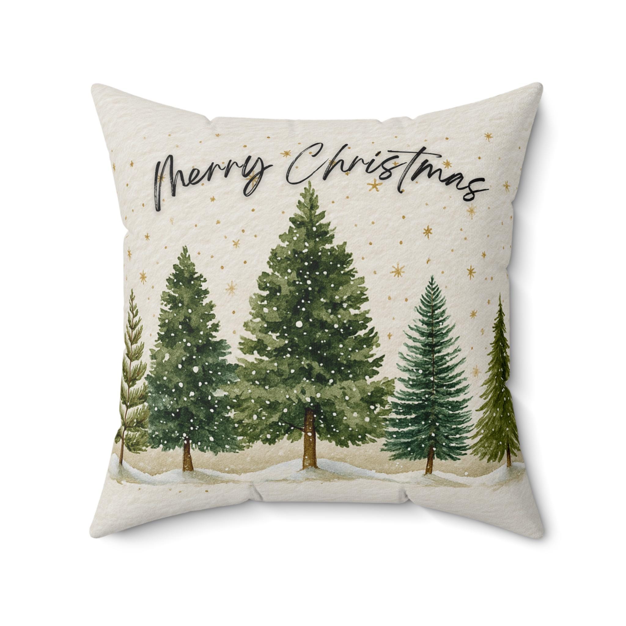 Christmas Tree Throw Pillow - Holiday Home Decor, Cozy Winter Accent, Seasonal Gift - Thumbnail 4