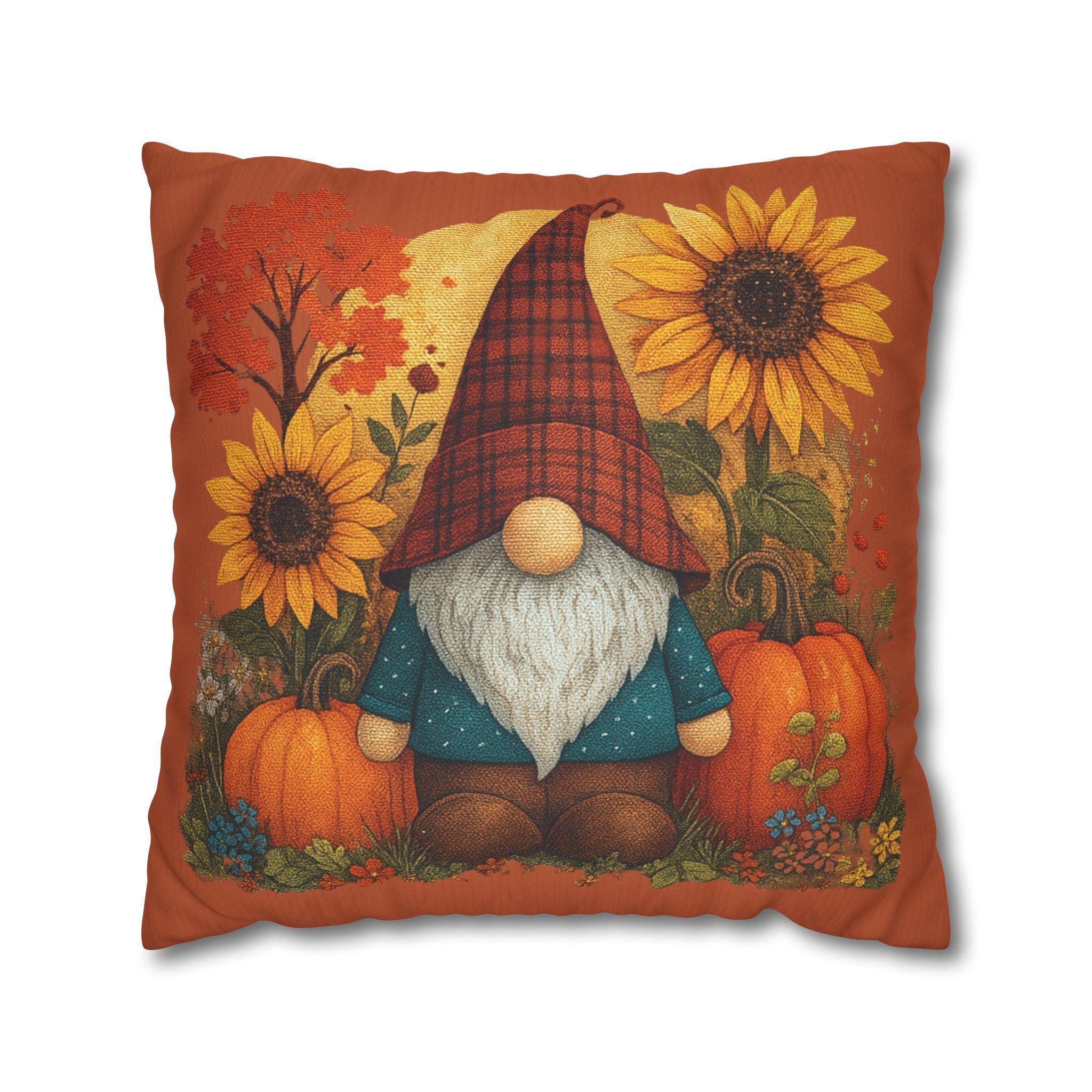 Autumn Gnome Faux Suede Pillowcase: Rustic Fall Decor, Cozy Accent Cushion for Thanksgiving Gifting - Thumbnail 6