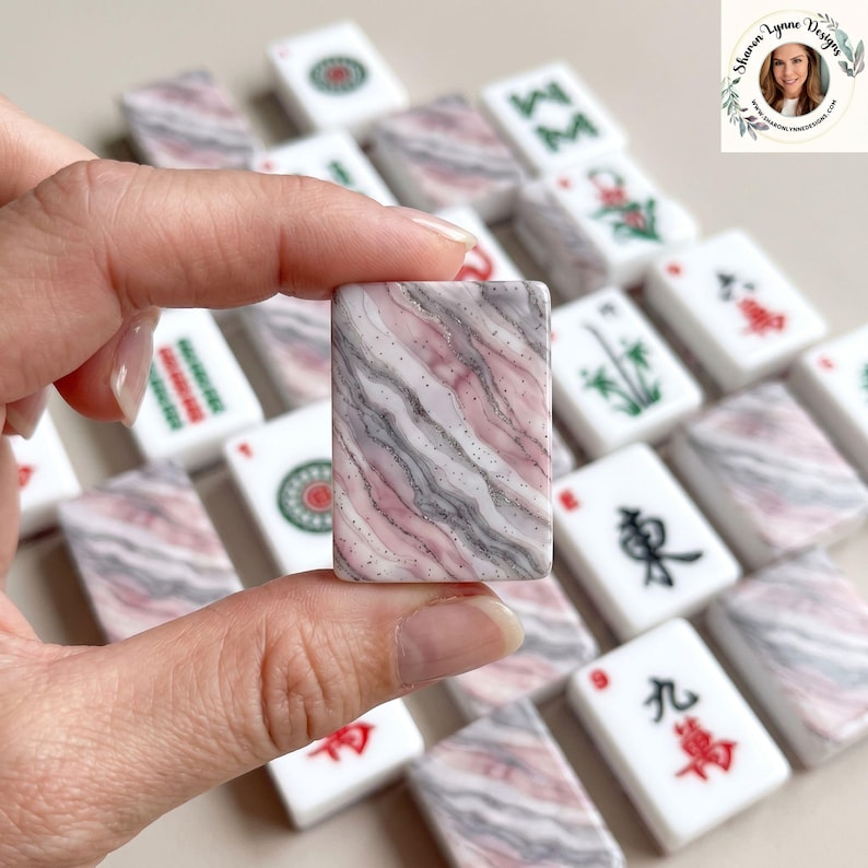Pink Marble American Mahjong Tiles - Complete Game Set for Table Gaming & Family Entertainment, best selling mahjong set