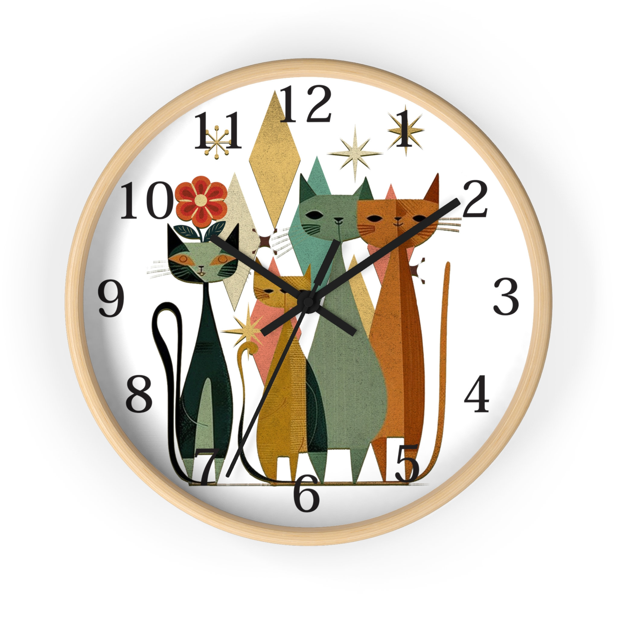 Retro Wooden Cat Wall Clock: Silent Timepiece for Whimsical Home Decor - Thumbnail 5