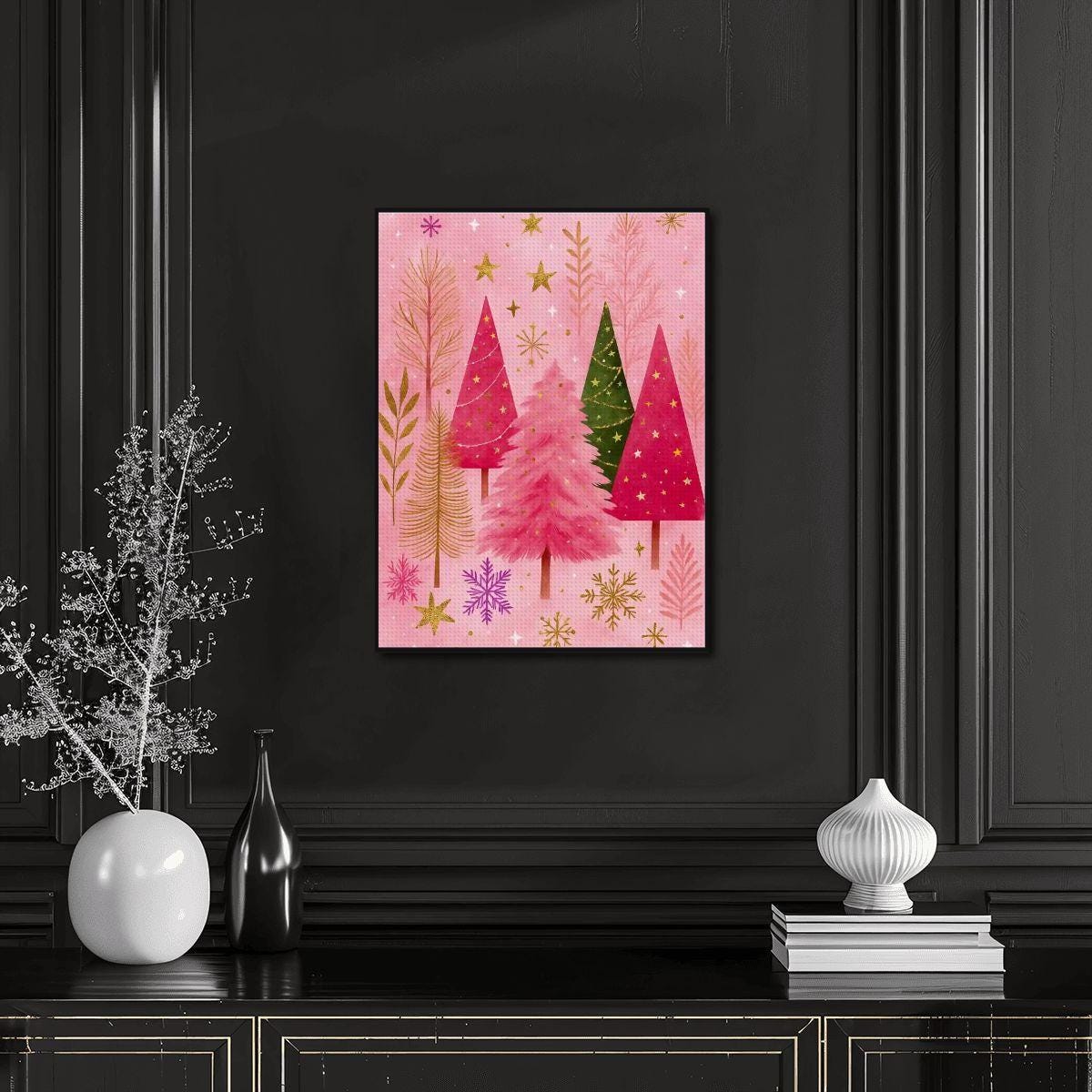 Pink DIY Christmas Diamond Painting Kit - Frameless Canvas Art for Holiday Decor - Thumbnail 6